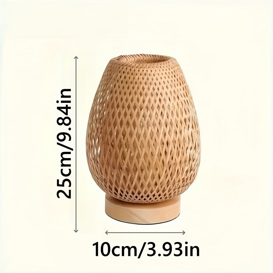 Handmade Bamboo Woven Bedside Lamp | Dimmable USB Table Light