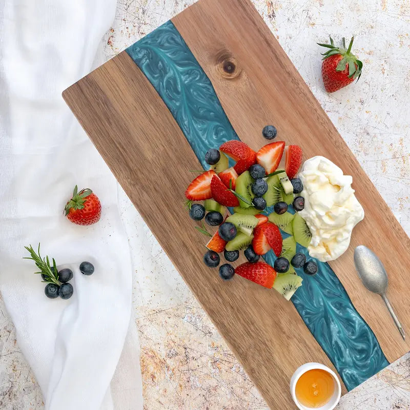 Resin River Cutting Board | Acacia Wood Charcuterie & Cheese Board