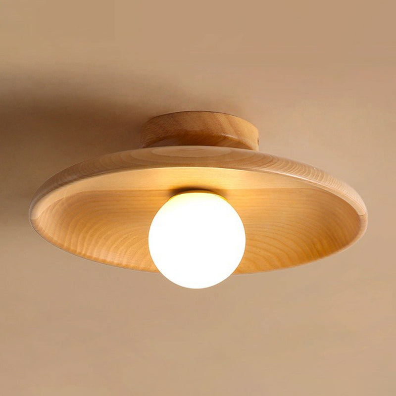 Modern Wooden Ceiling Light | Minimalist Semi-Flush Mount