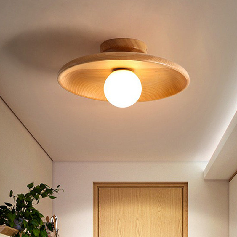 Modern Wooden Ceiling Light | Minimalist Semi-Flush Mount