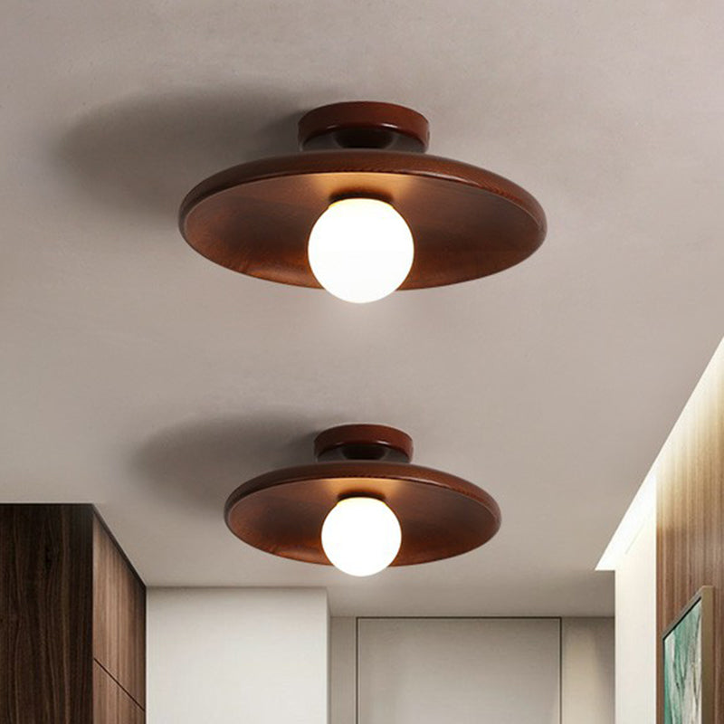 Modern Wooden Ceiling Light | Minimalist Semi-Flush Mount