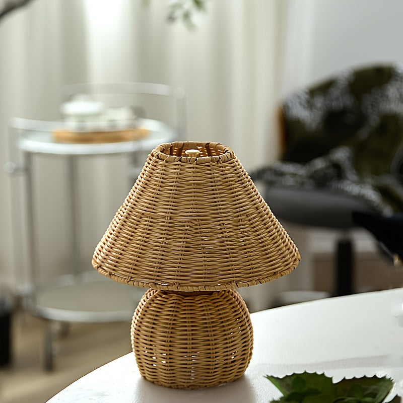 Bamboo Woven Desk Lamp | USB-Powered Boho Accent Light