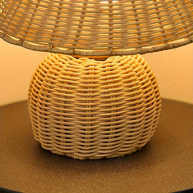Bamboo Woven Desk Lamp | USB-Powered Boho Accent Light