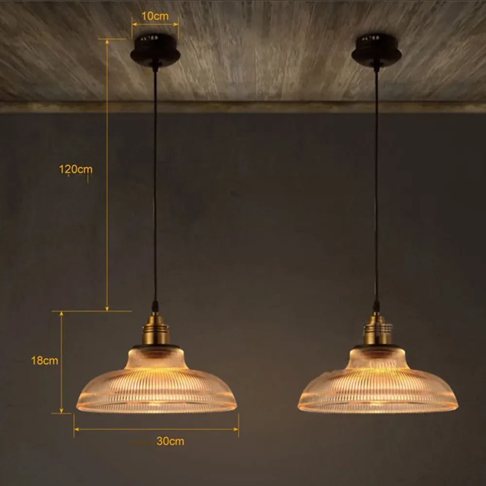 LumiVibe Glass Pendant Light | Elegant Ribbed Glass Hanging Lamp