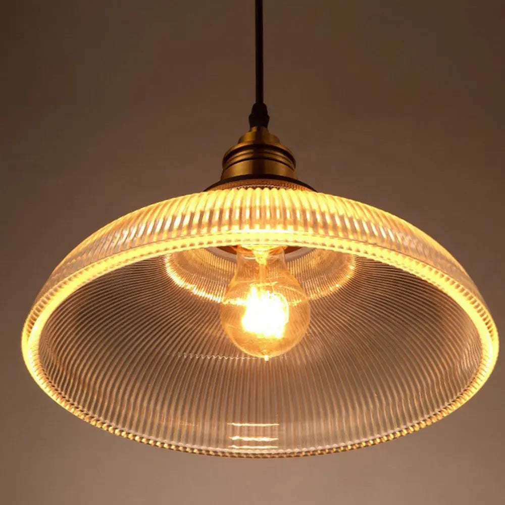 LumiVibe Glass Pendant Light | Elegant Ribbed Glass Hanging Lamp
