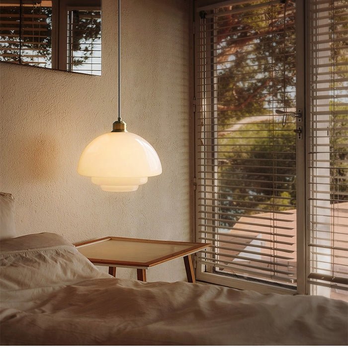 White Glass Pendant Light | Modern Mid-Century Elegance