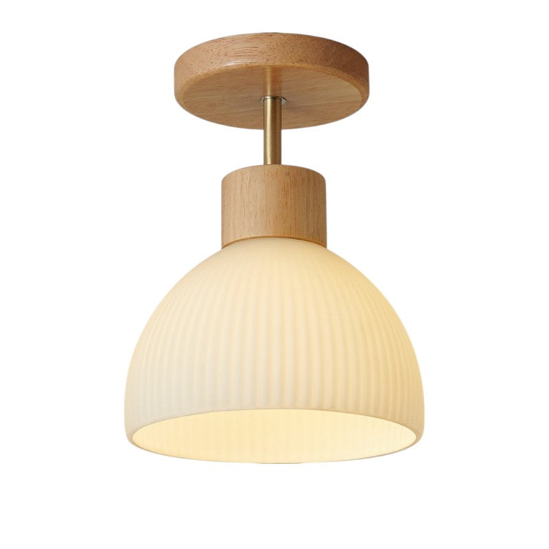 Ailse Ceiling Lamp | Natural Wood & Glass LED Fixture