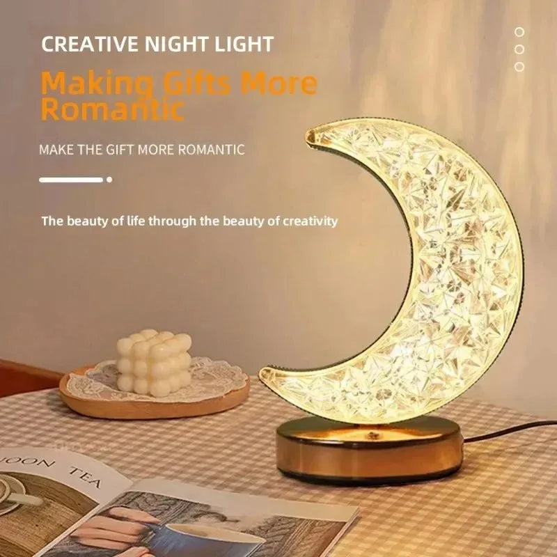 Stellora | 3D Crystal LED Night Light | Rechargeable Touch Dimming Lamp