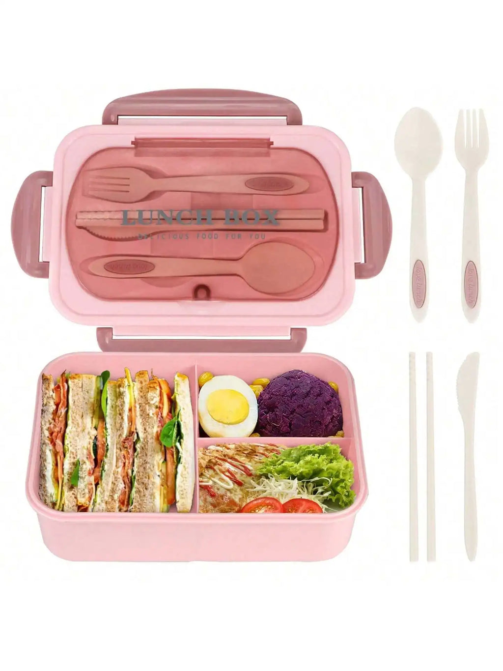 MealMate | Bento Lunch Box with Utensils | 4 Compartments & Leak-Proof Design