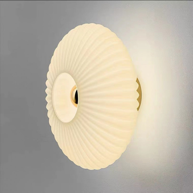 Nordic Vintage Glass Wall Sconce | Striped Round Disc Light