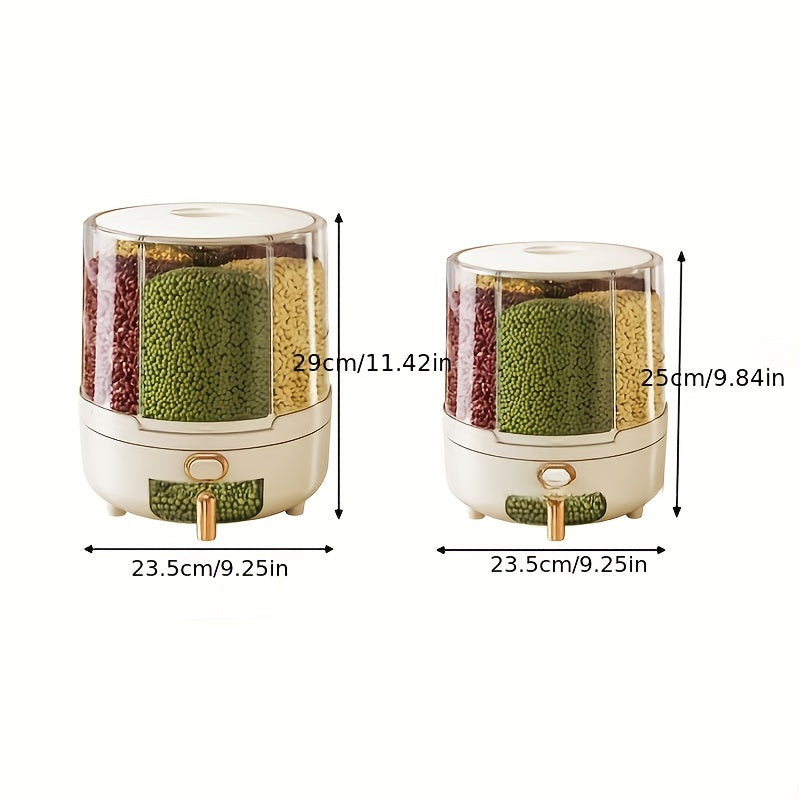 Rotating Airtight Food Storage Container | Large-Capacity Grain & Cereal Dispenser with 360° Design