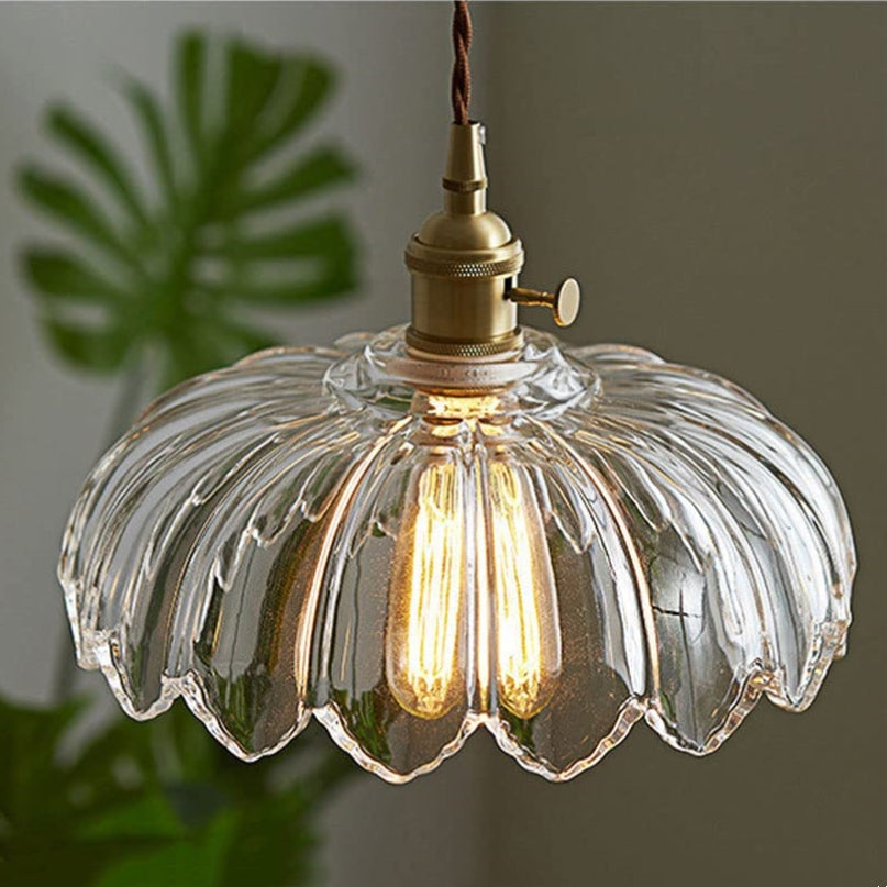 Vintage Flower Pendant Lamp | Coloured Glass Hanging Light