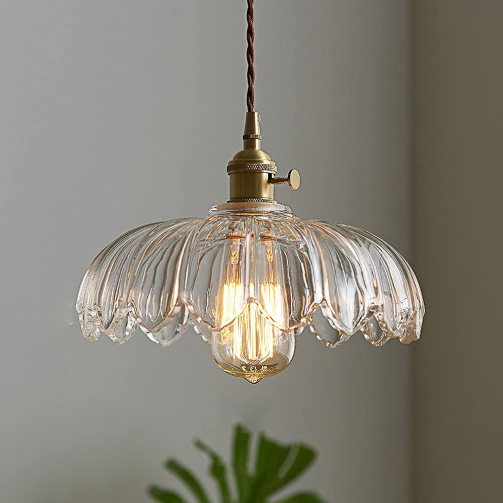 Vintage Flower Pendant Lamp | Coloured Glass Hanging Light