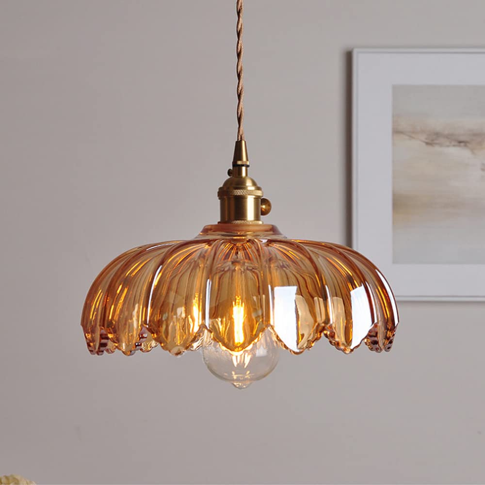 Vintage Flower Pendant Lamp | Coloured Glass Hanging Light