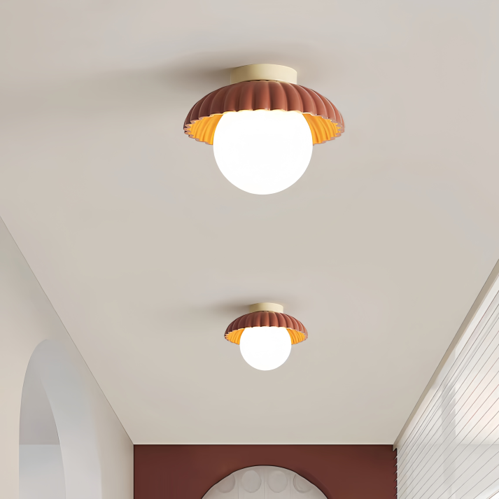 Iron Hallway Ceiling Light | Modern Glass & Metal Flush Mount